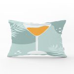 Renkli Zeminde Bardak Desenli Dijital Baskılı Modern Dikdörtgen Yastık Kırlent Kılıfı Realhomes