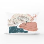 Beyaz Zeminde Onedraw Çizimli Erkek Silüeti Dijital Baskılı Modern Dikdörtgen Yastık Kılıfı Realhomes