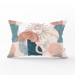 Renkli Zeminde Soyut Çizimli Dijital Baskılı Modern Dikdörtgen Yastık Kırlent Kılıfı Realhomes