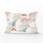 Renkli Zeminde Onedraw Antik Çizimli Dijital Baskılı Modern Dikdörtgen Yastık Kırlent Kılıfı Realhomes