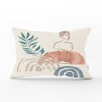 Renkli Zeminde Antik Motifli Onedraw Çizim Dijital Baskılı Modern Dikdörtgen Kırlent Kılıfı Realhomes