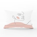 Beyaz Zeminde Onedraw Çizimli Gül Motifli Dikdörtgen Yastık Kırlent Kılıfı Realhomes