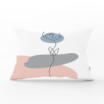 Renkli Zeminde Onedraw Çizimli Bayan Silüeti Dijital Baskılı Modern Dikdörtgen Yastık Kılıfı Realhomes