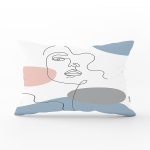 Renkli Zeminde Onedraw Çizimli Bayan Silüeti Dijital Baskılı Modern Dikdörtgen Yastık Kılıfı Realhomes