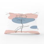 Beyaz Zeminde Onedraw Çizimli Gül Motifli Dikdörtgen Yastık Kırlent Kılıfı Realhomes