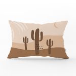 Renkli Zeminde Onedraw Çizimli Kaktus Desenli Dijital Baskılı Modern Dikdörtgen Yastık Kılıfı Realhomes