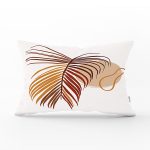 Beyaz Zeminde Renkli Yaprak Desenli Dijital Baskılı Modern Dikdörtgen Yastık Kırlent Kılıfı Realhomes