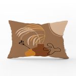 Renkli Zeminde Onedraw Çizimli Vazo Temalı Dijital Baskılı Modern Dikdörtgen Kırlent Kılıfı Realhomes