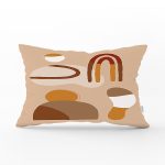 Renkli Zeminde Onedraw Çizimli Oval Desenli Dijital Baskılı Modern Dikdörtgen Yastık Kılıfı Realhomes