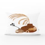 Beyaz Zeminde Onedraw Çizimli Vazo Desenli Dijital Baskılı Modern Dikdörtgen Kırlent Kılıfı Realhomes