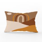 Renkli Zeminde Onedraw Çizimli Oval Desenli Dijital Baskılı Modern Dikdörtgen Yastık Kılıfı Realhomes