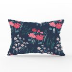 Rengarenk Zeminde Onedraw Çizimli Çiçek Desenli Dijital Baskılı Modern Dikdörtgen Yastık Kılıfı Realhomes