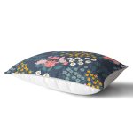 Rengarenk Zeminde Onedraw Çizimli Çiçek Desenli Dijital Baskılı Modern Dikdörtgen Kırlent Kılıfı Realhomes