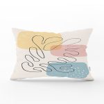 Renkli Zeminde Onedraw Çizimli Obje Dijital Baskılı Modern Dikdörtgen Yastık Kırlent Kılıfı Realhomes