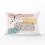- Rh-Dik-7444-Gorsel1 - Realhomes Renkli Zeminde Onedraw Çizimli Obje Dijital Baskılı Modern Dikdörtgen Yastık Kırlent Kılıfı Realhomes