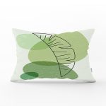 Renkli Zeminde Yaprak Motifli Dijital Baskılı Modern Dikdörtgen Yastık Kırlent Kılıfı Realhomes