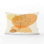 - Rh-Dik-7450-Gorsel1 - Realhomes Renkli Zeminde Onedraw Çizimli Yaprak Desenli Dijital Baskılı Modern Dikdörtgen Yastık Kılıfı Realhomes