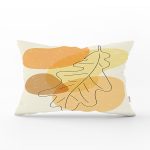 Renkli Zeminde Onedraw Çizimli Yaprak Desenli Dijital Baskılı Modern Dikdörtgen Yastık Kılıfı Realhomes