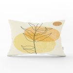 Renkli Zeminde Onedraw Çizimli Yaprak Desenli Dijital Baskılı Modern Dikdörtgen Yastık Kılıfı Realhomes