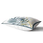 Beyaz Zeminde Onedraw Çizimli Yaprak Desenli Dijital Baskılı Modern Dikdörtgen Kırlent Kılıfı Realhomes