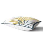 Beyaz Zeminde Renkli Yaprak Desenli Dijital Baskılı Modern Dikdörtgen Yastık Kırlent Kılıfı Realhomes