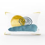 Beyaz Zeminde Onedraw Çizimli Renkli Oval Obje Modern Dikdörtgen Yastık Kırlent Kılıfı Realhomes