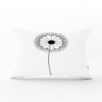 Beyaz Zeminde Onedraw Çizimli Çiçek Dijital Baskılı Modern Dikdörtgen Yastık Kırlent Kılıfı Realhomes