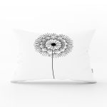 Beyaz Zeminde Onedraw Çizimli Çiçek Dijital Baskılı Modern Dikdörtgen Yastık Kırlent Kılıfı Realhomes