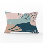 - Rh-Dik-7487-Gorsel1 - Realhomes Renkli Zeminli Yaprak Desenli Dijital Baskılı Modern Dikdörtgen Yastık Kırlent Kılıfı Realhomes