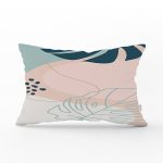 Renkli Zeminli Yaprak Desenli Dijital Baskılı Modern Dikdörtgen Yastık Kırlent Kılıfı Realhomes