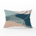 Renkli Zeminli Onedraw Çizimli Yaprak Desenli Dijital Baskılı Modern Dikdörtgen Yastık Kılıfı Realhomes