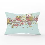 Baykuş Desenli Dijital Baskılı Dekoratif Dikdörtgen Yastık Kırlent Kılıfı Realhomes