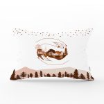 Beyaz Zeminli Onedraw Çizimli Manzara Temalı Dijital Baskılı Modern Dikdörtgen Kırlent Kılıfı Realhomes