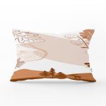 Beyaz Zeminli Onedraw Çizimli Yaprak Motifli Dijital Baskılı Modern Dikdörtgen Kırlent Kılıfı Realhomes