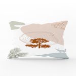 Beyaz Zeminli Onedraw Çizimli Ağaç Motifli Dijital Baskılı Modern Dikdörtgen Kırlent Kılıfı Realhomes