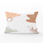 Beyaz Zeminli Onedraw Çizimli Yaprak Motifli Dijital Baskılı Modern Dikdörtgen Kırlent Kılıfı Realhomes