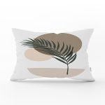 Renkli Zeminli Onedraw Çizimli Yaprak Desenli Dijital Baskılı Modern Dikdörtgen Yastık Kılıfı Realhomes