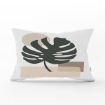 Renkli Zeminli Onedraw Çizimli Yaprak Desenli Dijital Baskılı Modern Dikdörtgen Yastık Kılıfı Realhomes