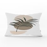 Renkli Zeminli Onedraw Çizimli Yaprak Desenli Dijital Baskılı Modern Dikdörtgen Yastık Kılıfı Realhomes