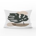 Renkli Zeminli Onedraw Çizimli Yaprak Desenli Dijital Baskılı Modern Dikdörtgen Yastık Kılıfı Realhomes