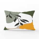 Renkli Zeminli Onedraw Çizimli Yaprak Desenli Dijital Baskılı Modern Dikdörtgen Yastık Kılıfı Realhomes