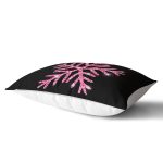 Siyah Zeminli Pembe Renkli Kartanesi Desenli Dijital Baskılı Modern Dikdörtgen Kırlent Kılıfı Realhomes