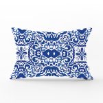 Beyaz Zeminli Çini Desenli Dijital Baskılı Modern Dikdörtgen Yastık Kırlent Kılıfı Realhomes