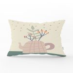 Renkli Zeminli Onedraw Çizimli Yaprak Desenli Dijital Baskılı Modern Dikdörtgen Yastık Kılıfı Realhomes