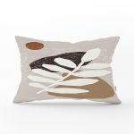 - Rh-Dik-7540-Gorsel1 - Realhomes  Renkli Zemin Üzerinde Onedraw Çizimli Yaprak Desenli Dikdörtgen Yastık Kırlent Kılıfı Realhomes