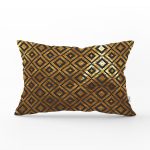 Gold Zeminli Siyah Geometrik Desenli Dijital Baskılı Modern Dikdörtgen Yastık Kırlent Kılıfı Realhomes