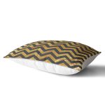 Siyah Zemin Üzerinde Gold Renkli Zigzag Desenli Modern Dikdörtgen Yastık Kırlent Kılıfı Realhomes