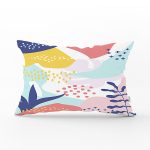 Beyaz Zeminli Renkli Onedraw Çizimli Dijital Baskılı Modern Dikdörtgen Yastık Kırlent Kılıfı Realhomes