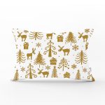 - Rh-Dik-7559-Gorsel1 - Realhomes Beyaz Zemin Üzerinde Gold Renkli Yılbaşı Temalı Modern Dikdörtgen Yastık Kırlent Kılıfı Realhomes