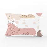 Beyaz Zemin Üzerinde Pastel Renkli Yaprak Desenli Modern Dikdörtgen Yastık Kırlent Kılıfı Realhomes